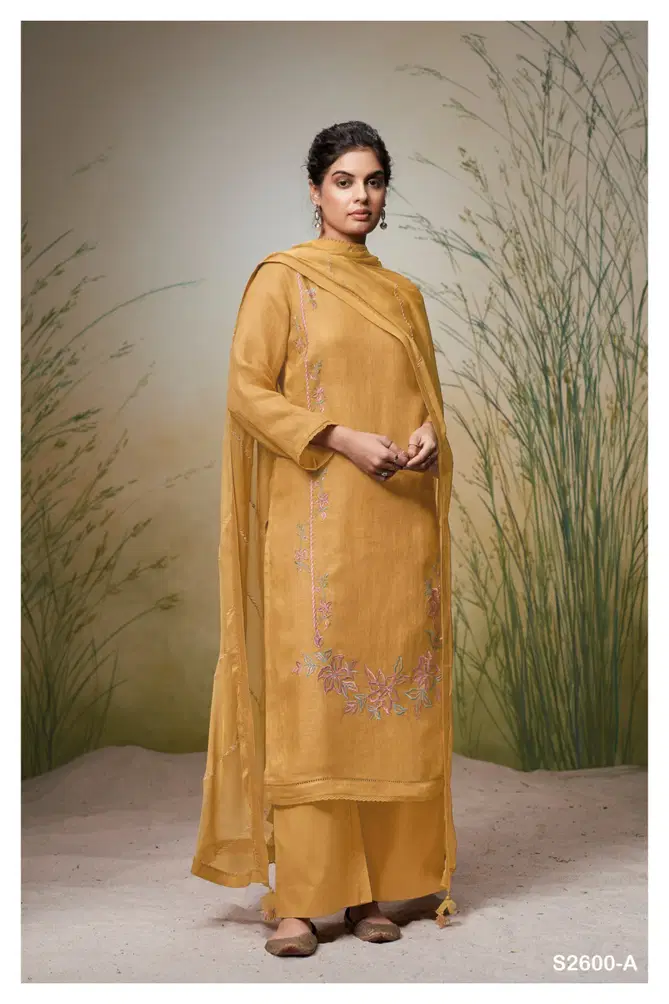 Cielo 2600 By Ganga Embroidery Linen Dress Material Wholesale Price In Surat